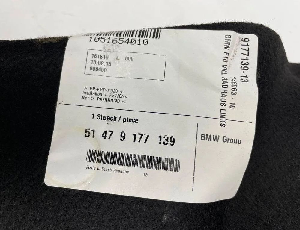 BMW 5 Series F10/F11 (2009-2017) Обивка багажника правой стороны 9177139 31530846