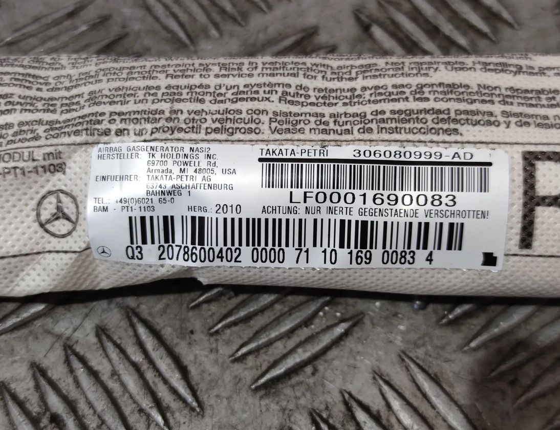 MERCEDES-BENZ E-Class W212/S212/C207/A207 (2009-2016) Front Right Seat Airbag SRS 2078600402 25588096