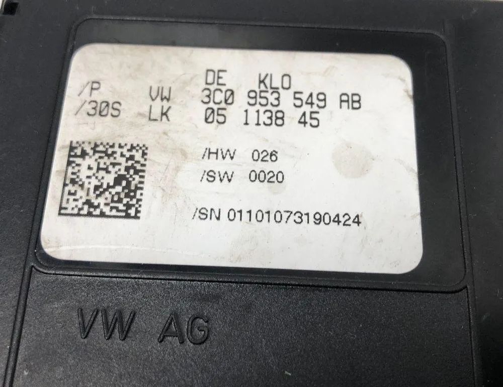 VOLKSWAGEN Passat B7 (2010-2015) Iné riadiace jednotky 3C0953549AB 31275363