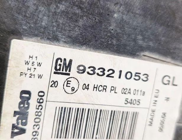 OPEL Ampera 8P (2003-2013) Front Right Headlight 93321053 31106952