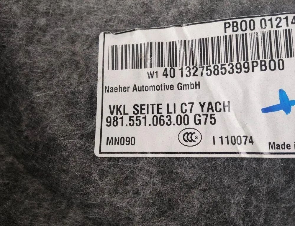 PORSCHE Cayman 981C (2008-2016) Left Side Trunk Trim 401327585399B00,98155106300 31925151