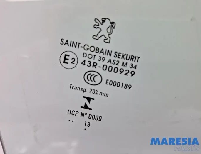 PEUGEOT 207 1 generation (2006-2009) Pravé predné dvere sklo 9202N8,9806046580,43R000929,E000189,DOT39AS2M34 33100096