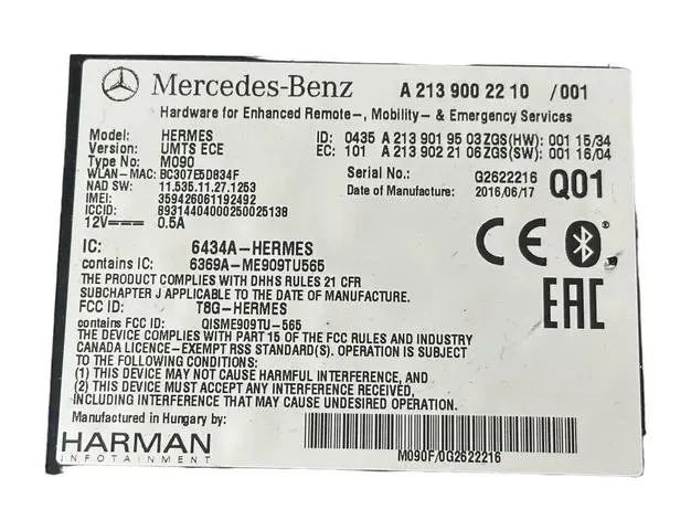 MERCEDES-BENZ C-Class W205/S205/C205 (2014-2023) Iné riadiace jednotky A2139002210,A2139019503 26578653