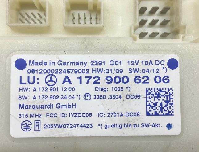 MERCEDES-BENZ C-Class W204/S204/C204 (2004-2015) Bezklúčová ovládacia jednotka A1729006206 13802703