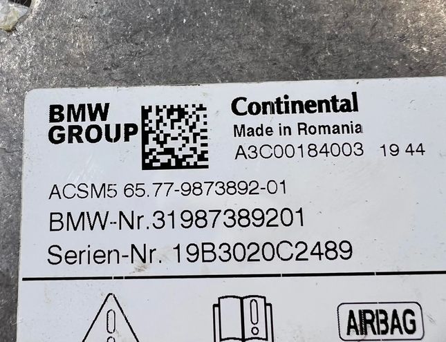 BMW 3 Series G20/G21/G28 (2018-2024) Блок SRS 31987389201,A3C00184003,A3C001840031944,9873892 32903347