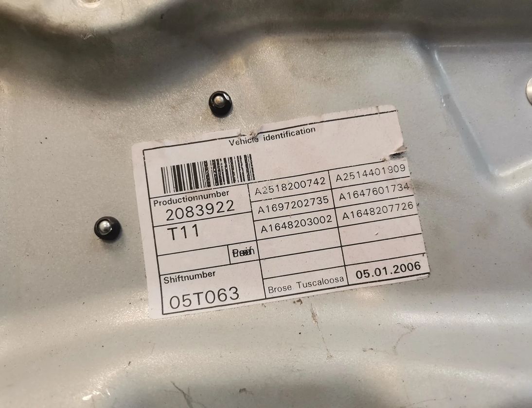 MERCEDES-BENZ M-Class W164 (2005-2011) Regulátor okna ľavých predných dverí 1648207726,1647601734,1648203002 14930842