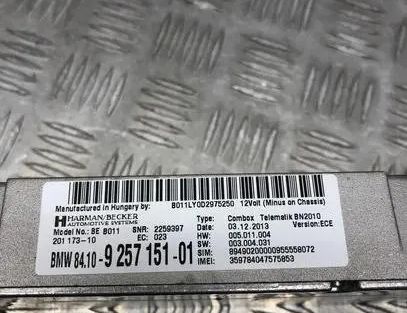 BMW 4 Series F32/F33/F36 (2013-2020) Bluetooth ovládacia jednotka 9257151,2259397,B011LY0D2975550 22987496