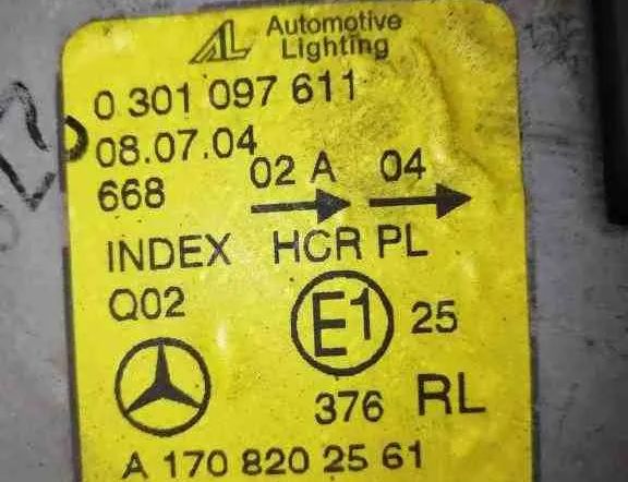 MERCEDES-BENZ SLK-Class R170 (1996-2004) Ľavé predné svetlomety A1708202561,0301097611 32673964