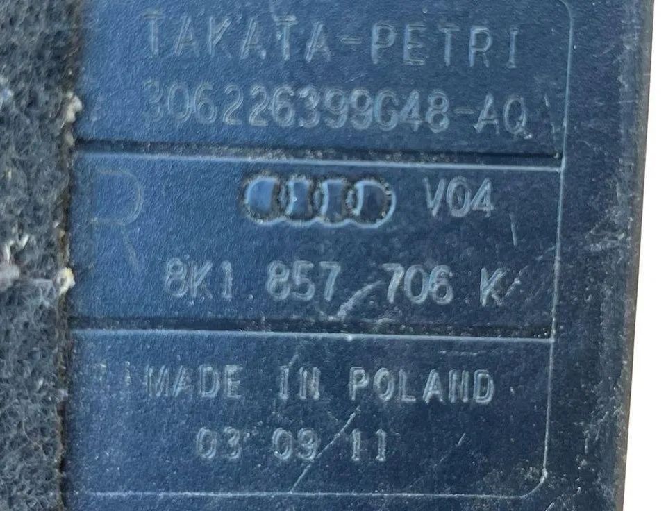 AUDI A4 B8/8K (2011-2016) Pravý predný bezpečnostný pás 8K1857706K 31854674