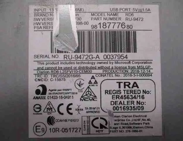 PEUGEOT 308 3 generation (2021-2023) Prehrávač hudby s GPS 9818777680 32471770