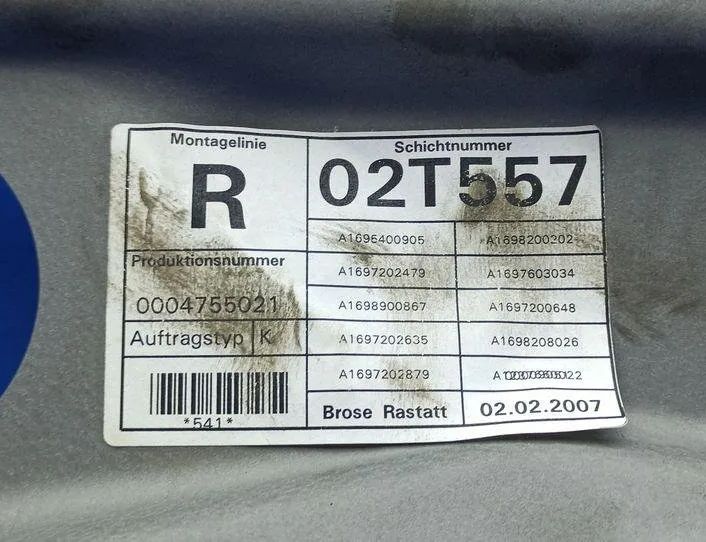 MERCEDES-BENZ A-Class W169 (2004-2012) Regulátor okna ľavých predných dverí A1697202879,ZGS001,QSTANDQ26 21195142