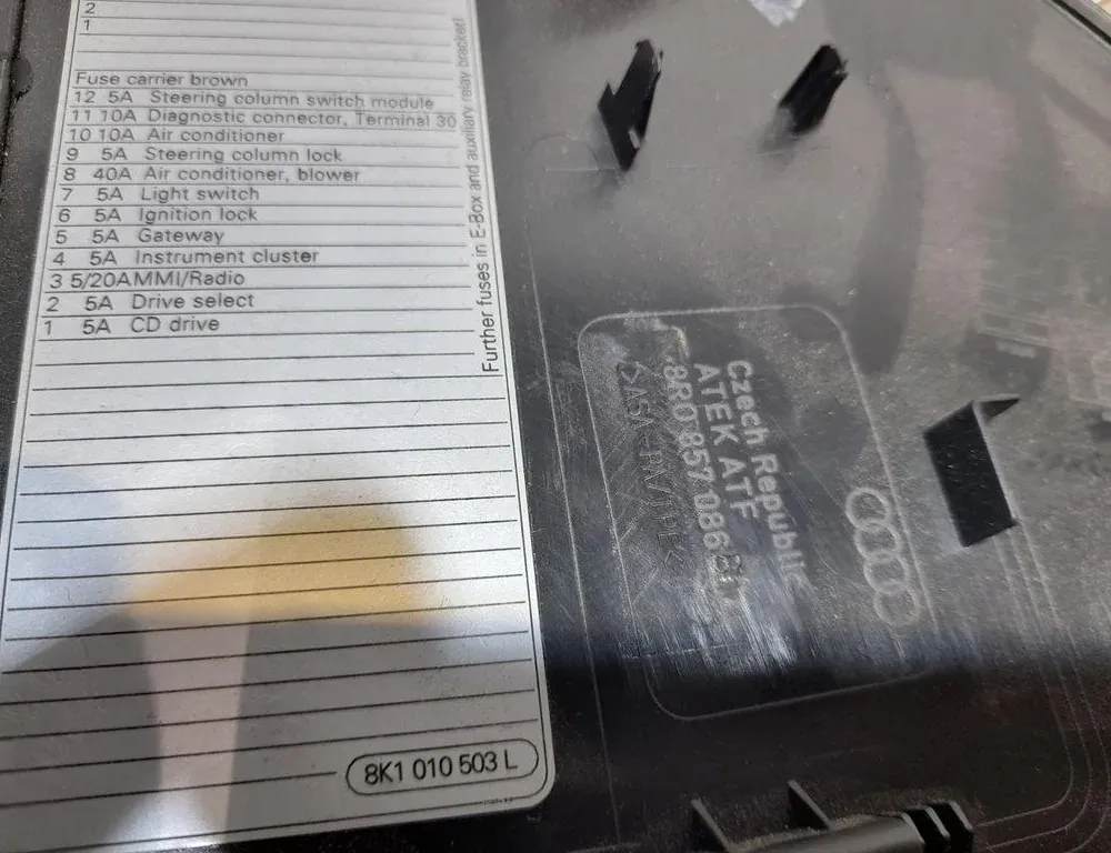 AUDI Q5 8R (2008-2017) Fuse Box Cover 8R0857086B 33407571