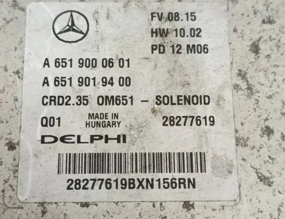 MERCEDES-BENZ Sprinter 2 generation (906) (2006-2018) Sada ECU motora A6519019400,A6519000601 33252676