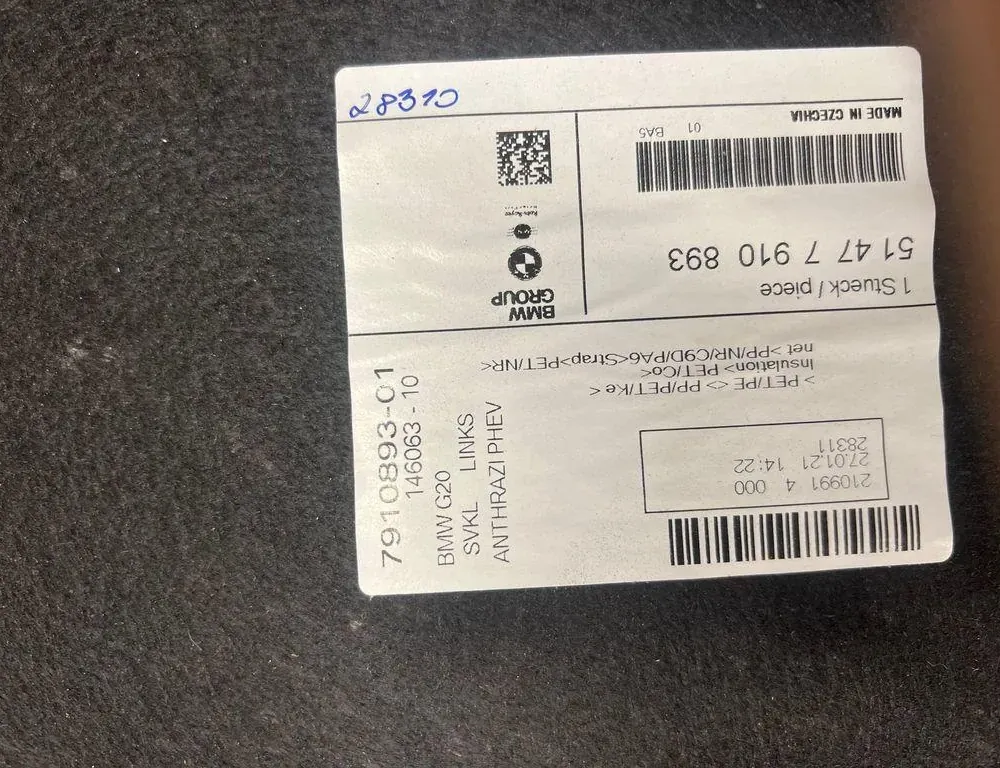 BMW 3 Series G20/G21/G28 (2018-2024) Ostatné časti výbavy 7910893 34050992