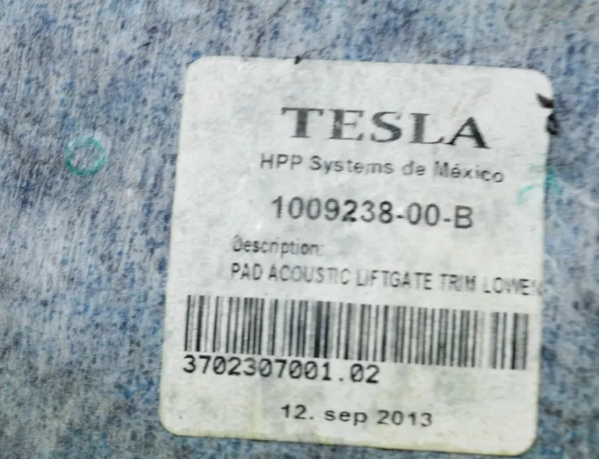 TESLA Model S 1 generation (2012-2024) Обивка крышки багажника 1009238-00-B,1009237-00-E 17131792