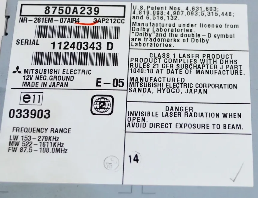 MITSUBISHI ASX 1 generation (2010-2020) Music Player With GPS 3AP212CC,NR-261EM-07AIR4,8750A239 18254357