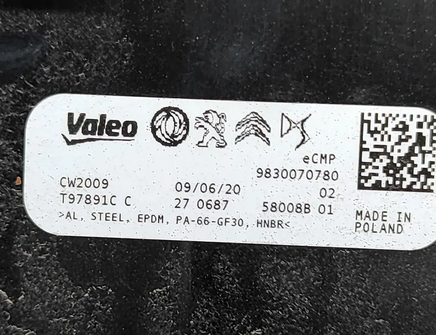 PEUGEOT 2008 2 generation (2019-2023) Air conditioner dehumidifier T97891C,T80789C,9830070780 28245389