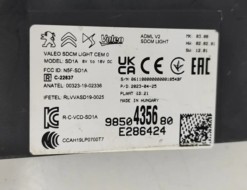 OPEL Mokka 2 generation (2021-2023) Ovládacia jednotka svetlometov E286424,9850435680 30042186