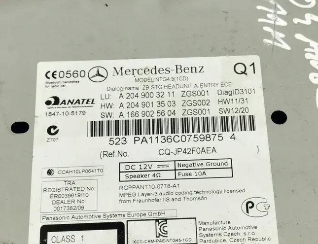 MERCEDES-BENZ C-Class W204/S204/C204 (2004-2015) Music Player With GPS A2049013503,A1669025604,A2049003211 16902076