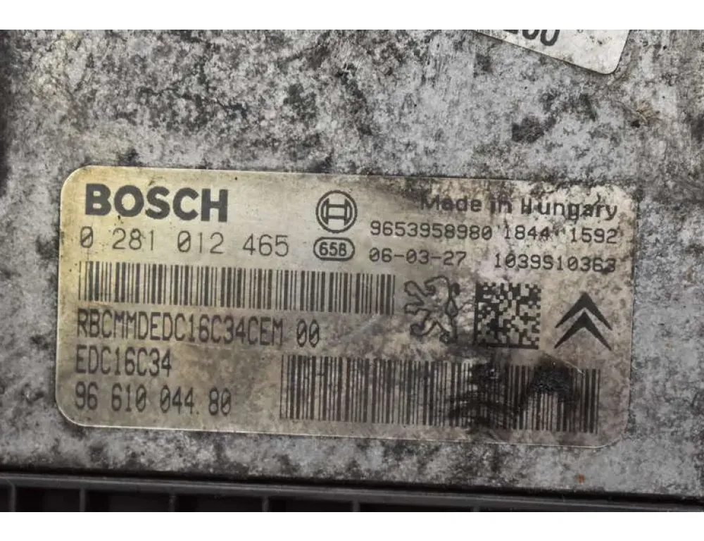 PEUGEOT Riadiaca jednotka motora 9653958980 33923563