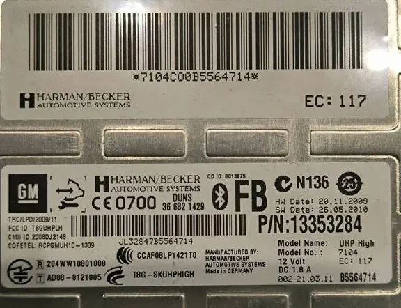 OPEL Insignia A (2008-2016) Bluetooth ovládacia jednotka 714CC00B5564714,366821429 33200889