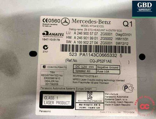 MERCEDES-BENZ B-Class W246 (2011-2020) Navigačný displej a2469003108,a2469005707 30885986