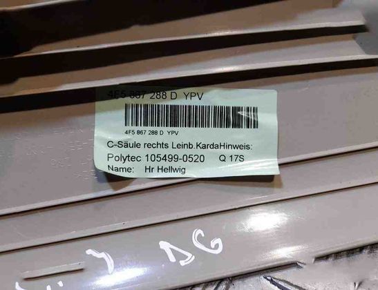 AUDI A6 C6/4F (2004-2011) Pravý stĺpikový obklad 4F5867288D 15312427