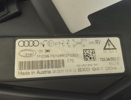 AUDI A1 8X (2010-2020) Фара передняя правая 8X0941004J 33017904