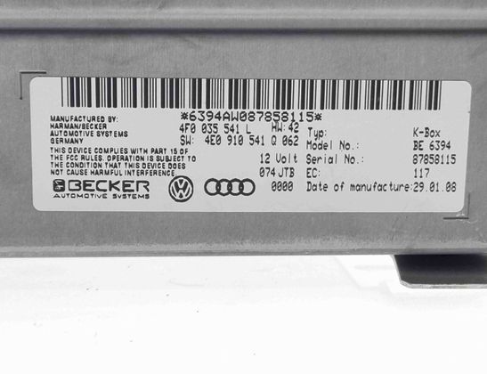 AUDI A6 C6/4F (2004-2011) Sound Control Unit 4F0035541L 27839862
