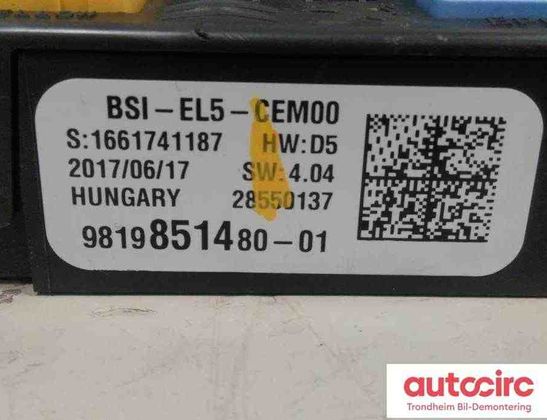 PEUGEOT 308 T9 (2013-2021) Блок предохранителей 9819851480,1627737580,1669609880,28550137 32074598