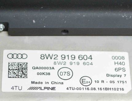 AUDI A5 F5 (2016-2024) Navigačný displej 8W2919604,10R-051751 15198216
