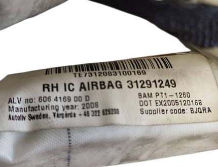 VOLVO V70 3 generation (2007-2020) Pravý strešný airbag SRS 606416900D 33054604