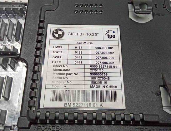 BMW 5 Series Gran Turismo F07 (2010-2017) Navigačný displej 9227118 31051746