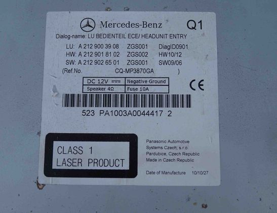MERCEDES-BENZ E-Class W212/S212/C207/A207 (2009-2016) Navigačný systém A2128702951,A2129010400,A2129028300,2129003908,2129018102,2129004900,2129026501 25828557