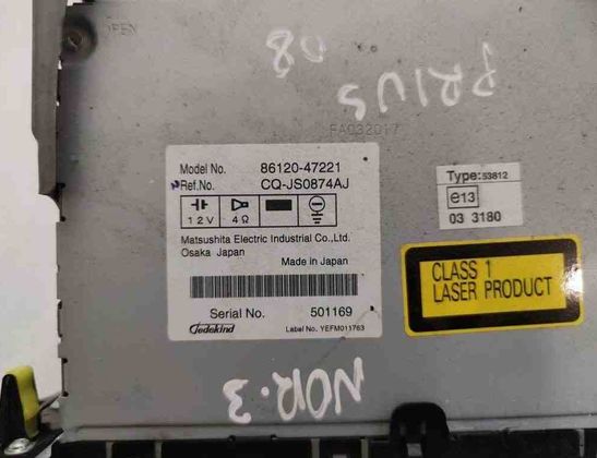 TOYOTA Prius 1 generation (XW10) (1997-2003) Автомагнитола с навигацией '8612047221','CQJS0874AJ' 17258345